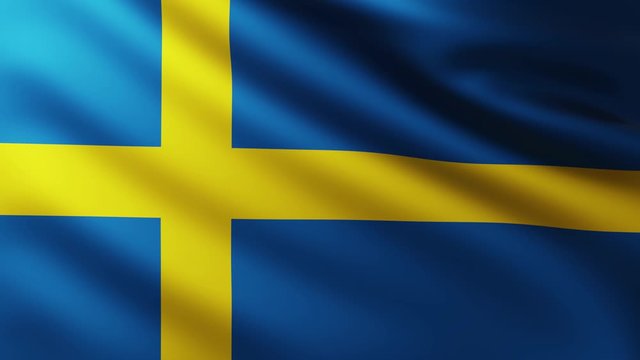 Large Flag of Sweden fullscreen background fluttering in the wind