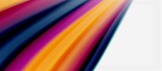 Wave lines abstract background, smooth silk design with rainbow style colors. Liquid fluid color waves. Vector Illustration