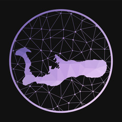 Grand Cayman icon. Vector polygonal map of the island. Grand Cayman icon in geometric style. The island map with purple low poly gradient on dark background.