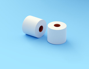 white toilet paper close-up isolated on blue background