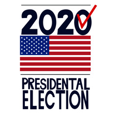  Flyer vector blue red white logo.American election day. Usa debate of president voting. Election voting poster.2020 United States of America presidential election vote