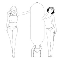 warrior woman character, 3D illustration, sketch, outline