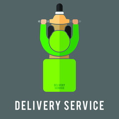 Delivery man. Delivery Staff. Driver. biker. Flat icon design. flat lay. top view.