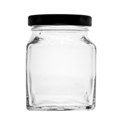 Empty Glass jar isolated on white