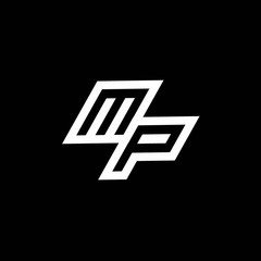 MP logo monogram with up to down style negative space design template