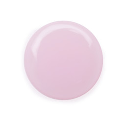 Sample of light pink cosmetic gel on white background, top view
