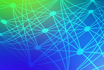 Light Blue, Green vector pattern with artificial intelligence network.