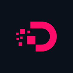 Letter D digital logo, Technology icon design vector
