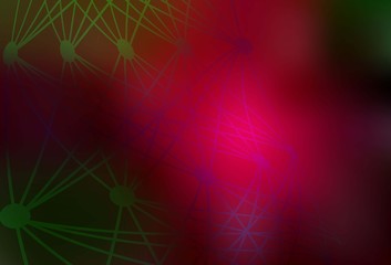 Dark Green, Red vector background with forms of artificial intelligence.