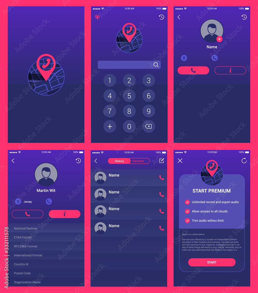 Wall mural call recorder ui design mobile user interface