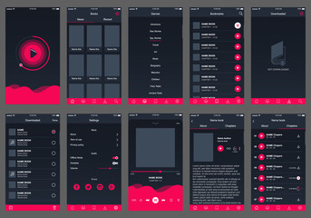 audio book app ui design mobile vector