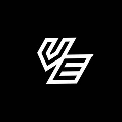 VE logo monogram with up to down style negative space design template
