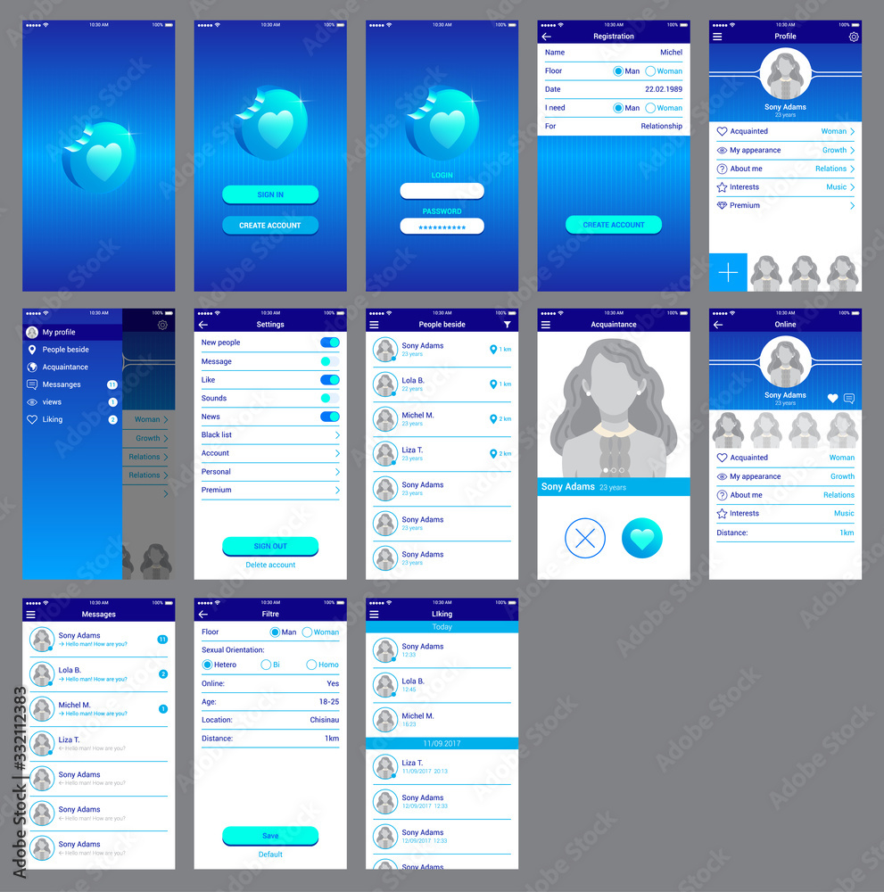 Wall mural love app ui design mobile user interface