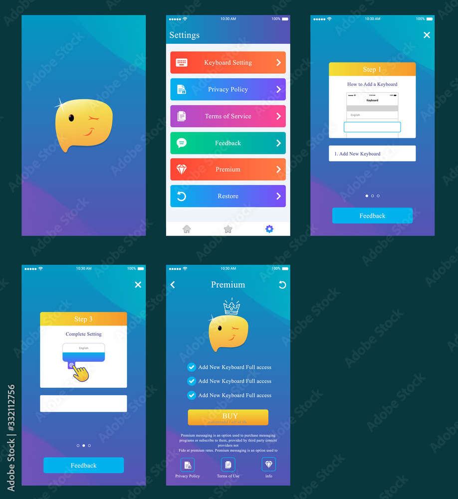 Wall mural keyboard app ui design moble user interface