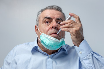 Adult man with protective mask for coronavirus