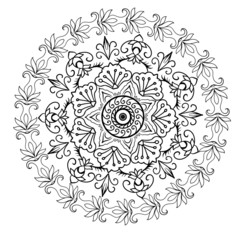 Oriental abstract ornament. Template for carpet, textile and any surface. Ornamental vector pattern with filigree details.mandala background, square geometric lace pattern with ornate frame, tribal 