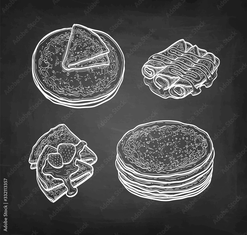 Wall mural Chalk sketch of crepes