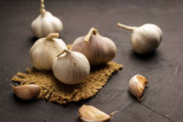 Garlic on black table