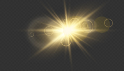 Obraz premium Glow isolated white light effect set, lens flare, explosion, glitter, line, sun flash and stars. Abstract special effect element design. Shine ray with lightning