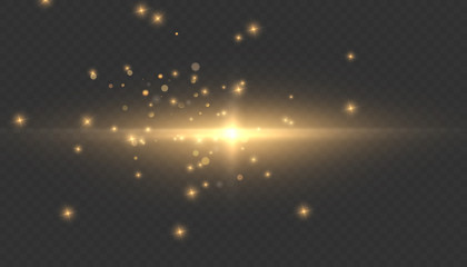 Yellow sparks glitter special light effect. Vector sparkles on transparent background. Christmas abstract pattern. Sparkling magic dust particles - 