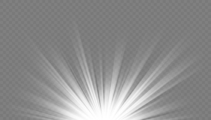 Vector spotlight. Bright light beam. Transparent realistic effect. Stage lighting.