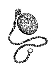 Ink sketch of pocket watch.