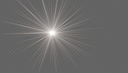 Star explosion vector illustration, glowing sun. Sunshine isolated on transparent background