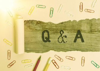 Text sign showing Q And A. Business photo showcasing defined as questions being asked and answers