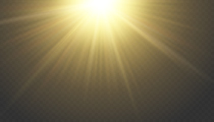 Obraz premium Star explosion vector illustration, glowing sun. Sunshine isolated on transparent background