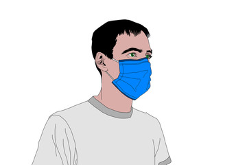 Man in medical face mask. Dangerous chinese coronavirus quarantine. Character mask protection against germs of infection. Medical disease protection concept. illustration.