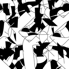 The grunge texture is black and white seamless. Abstract monochrome repeating background