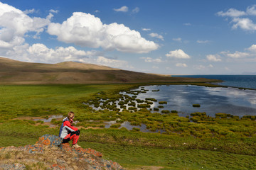 Kyrgyzstan, alpine Song Kol lake