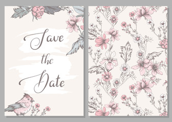 Wedding Invitation Save the Date. Front and Cover