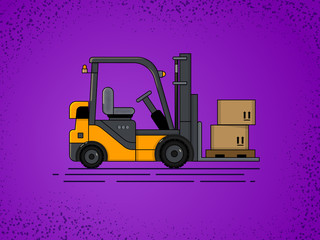 vector forklift on a uniform violet background