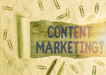 Conceptual hand writing showing Content Marketing Question. Concept meaning involves creation and...