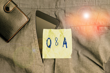 Handwriting text writing Q And A. Conceptual photo a period of time or an occasion when someone...