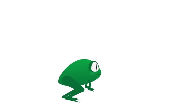 Frog. Frog jump, animation with the alpha channel enabled. Cartoon