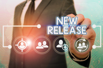 Handwriting text New Release. Conceptual photo announcing something newsworthy recent product