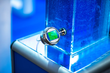 Temperature sensor for measuring instrument close up in industry zone at power plant.