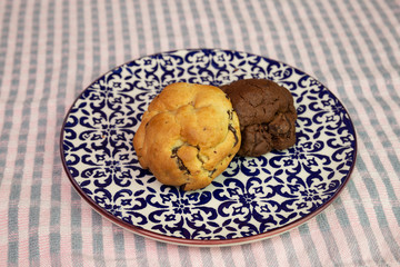 Chocolate cookies on wooden table