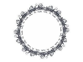 beautiful rose flower frame in black