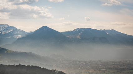 Fototapeta na wymiar A foggy day in the austrian alps