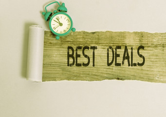 Text sign showing Best Deals. Business photo showcasing very successful transaction or business...