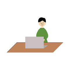 パソコン　男性　イラスト