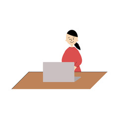パソコン　女性　イラスト