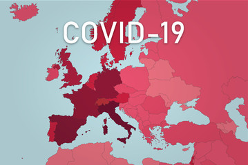map of Europe, closed for quarantine, coronavirus spread map COVID-19 Global info vector