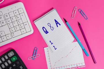 Text sign showing Q And A. Business photo showcasing a period of time or an occasion when someone...