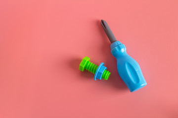 Tools toys on pastel background minimal creative concept.