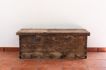 Old wooden chest with two metal locks
