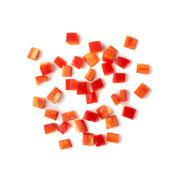 Chopped paprika or red sweet pepper cuts isolated